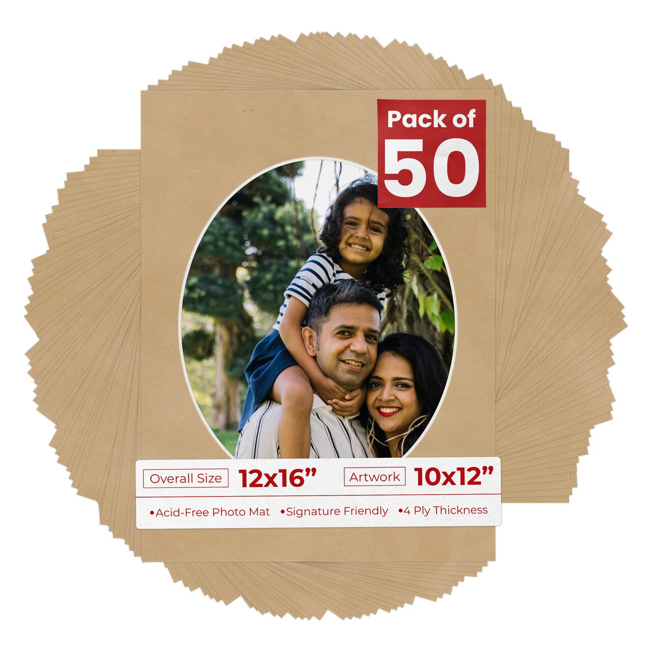 Beige Suede Mat Board for 12x16 Frames - Oval Opening for 10x12 Photos